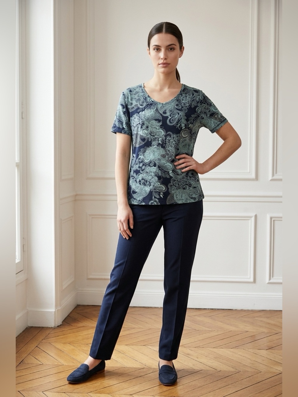 Croft & Barrow 1x Lined Capped Sleeves V Neck Polyester Nylon Blouse